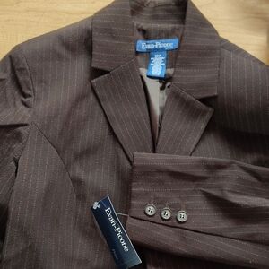 Evan Picone Dark Brown Striped Blazer